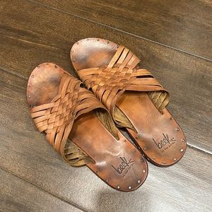 BEEK by two birds Swallow Woven Leather Sandals Women’s 9 - Honey Brown Leather